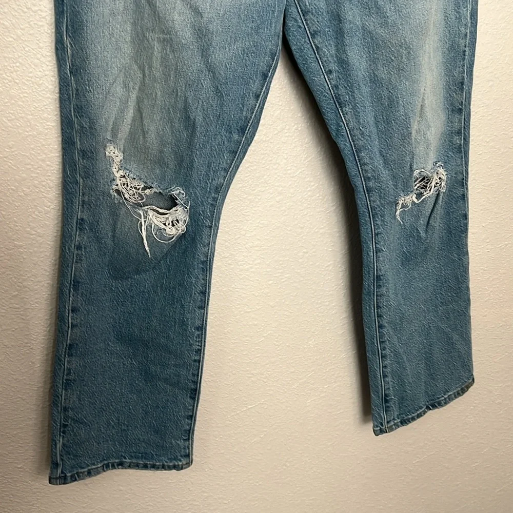 Frame Le High Straight Distressed Light Wash Size 30
